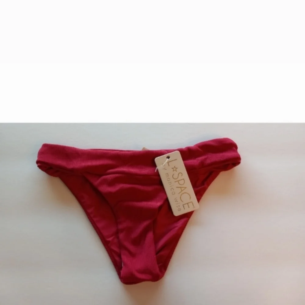 L*Space Veronica Classic Ribbed Swim Bottoms in Strawberry Red